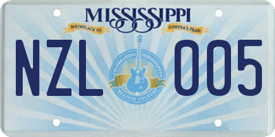 MS license plate NZL005