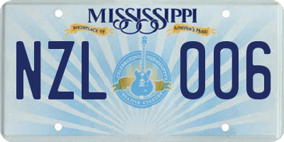 MS license plate NZL006