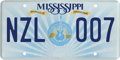 MS license plate NZL007