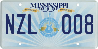 MS license plate NZL008