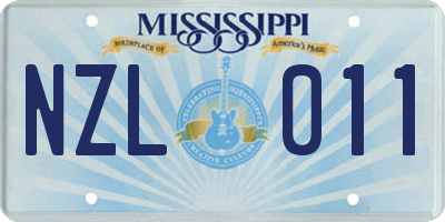 MS license plate NZL011