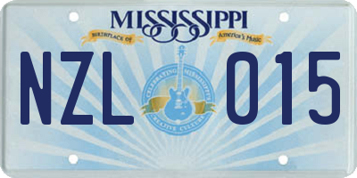 MS license plate NZL015