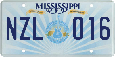 MS license plate NZL016