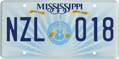 MS license plate NZL018