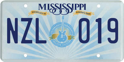MS license plate NZL019