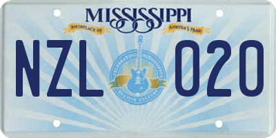 MS license plate NZL020