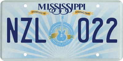 MS license plate NZL022