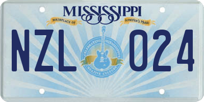 MS license plate NZL024