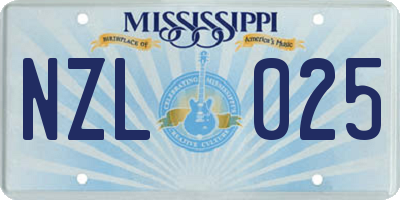 MS license plate NZL025