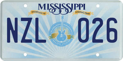 MS license plate NZL026