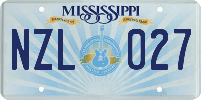 MS license plate NZL027