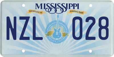 MS license plate NZL028