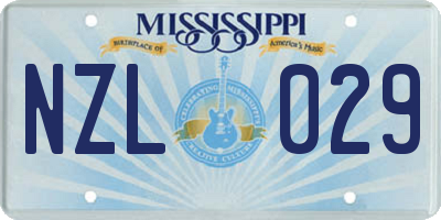 MS license plate NZL029