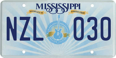 MS license plate NZL030