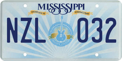 MS license plate NZL032