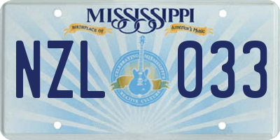 MS license plate NZL033