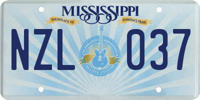 MS license plate NZL037