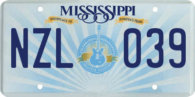 MS license plate NZL039
