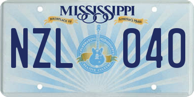 MS license plate NZL040