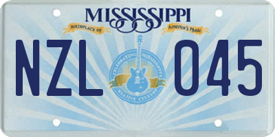 MS license plate NZL045