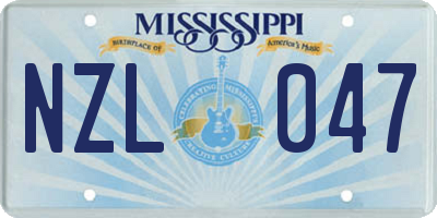 MS license plate NZL047