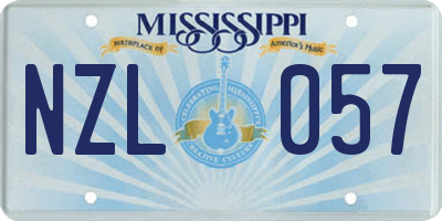 MS license plate NZL057