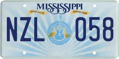 MS license plate NZL058