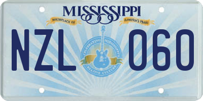 MS license plate NZL060
