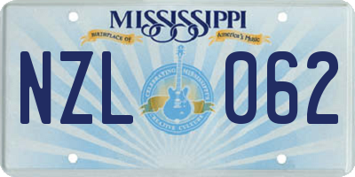 MS license plate NZL062
