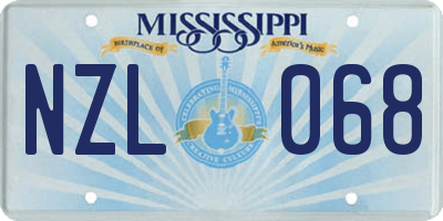 MS license plate NZL068