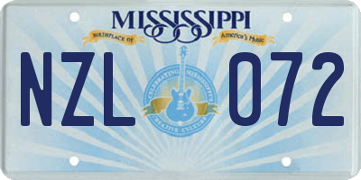 MS license plate NZL072