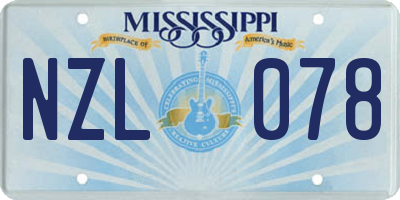 MS license plate NZL078