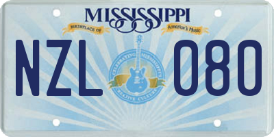 MS license plate NZL080