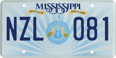 MS license plate NZL081