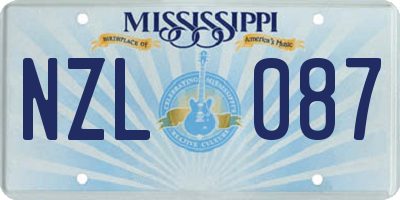 MS license plate NZL087
