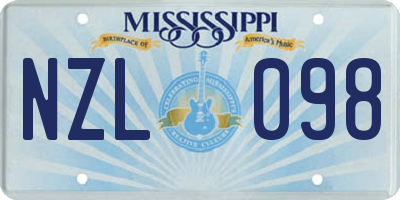 MS license plate NZL098