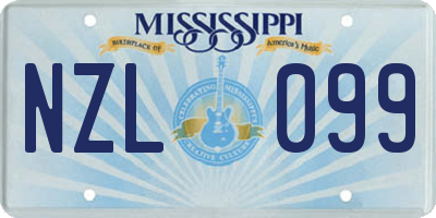 MS license plate NZL099