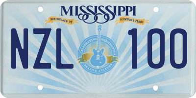 MS license plate NZL100