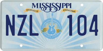 MS license plate NZL104