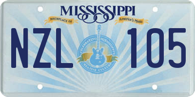 MS license plate NZL105