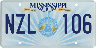 MS license plate NZL106