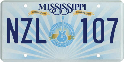 MS license plate NZL107