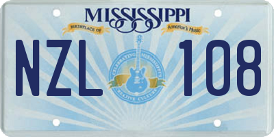 MS license plate NZL108