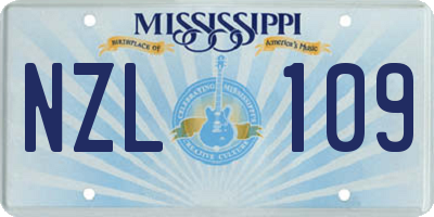 MS license plate NZL109