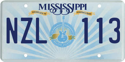 MS license plate NZL113