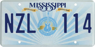 MS license plate NZL114