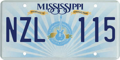MS license plate NZL115