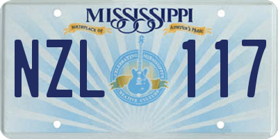MS license plate NZL117