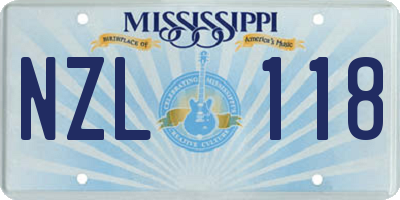 MS license plate NZL118