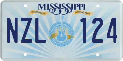 MS license plate NZL124